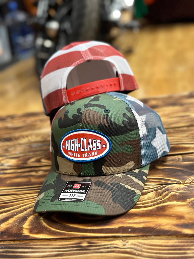 HCWT OG Patched Army Camo/Flag Five Panel Trucker Cap