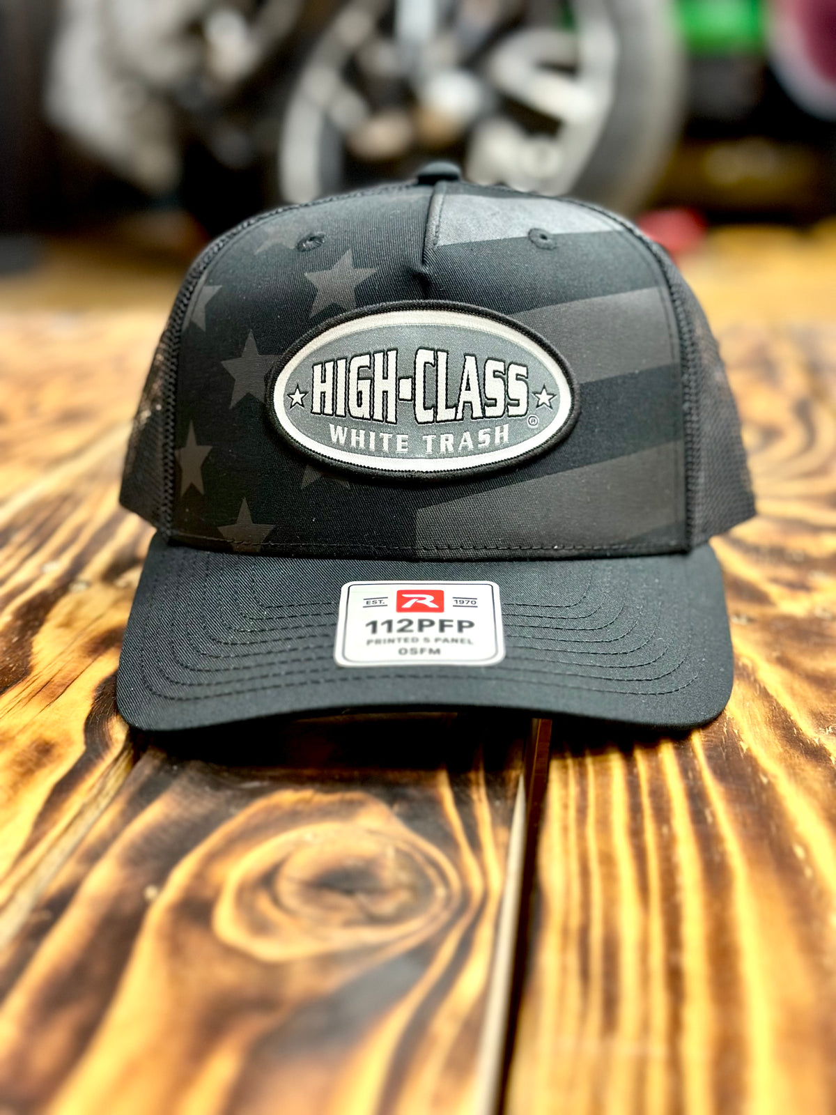 HCWT OG Patch on Black Stars & Stripes  Mesh Snap Back Trucker Cap