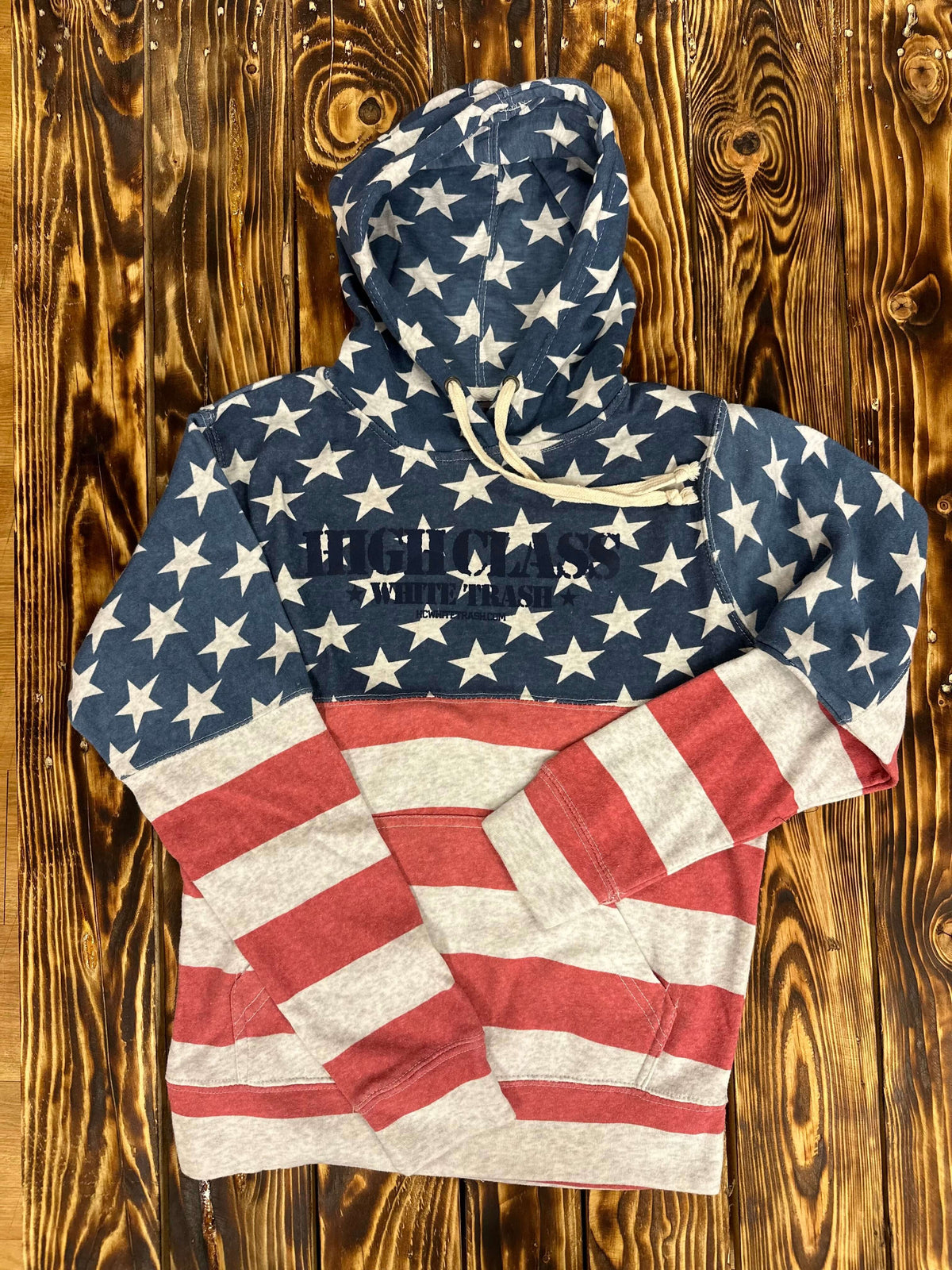 HCWT Stamped Unisex Pullover Hoodie (Red, White &amp; Blue) - View 01