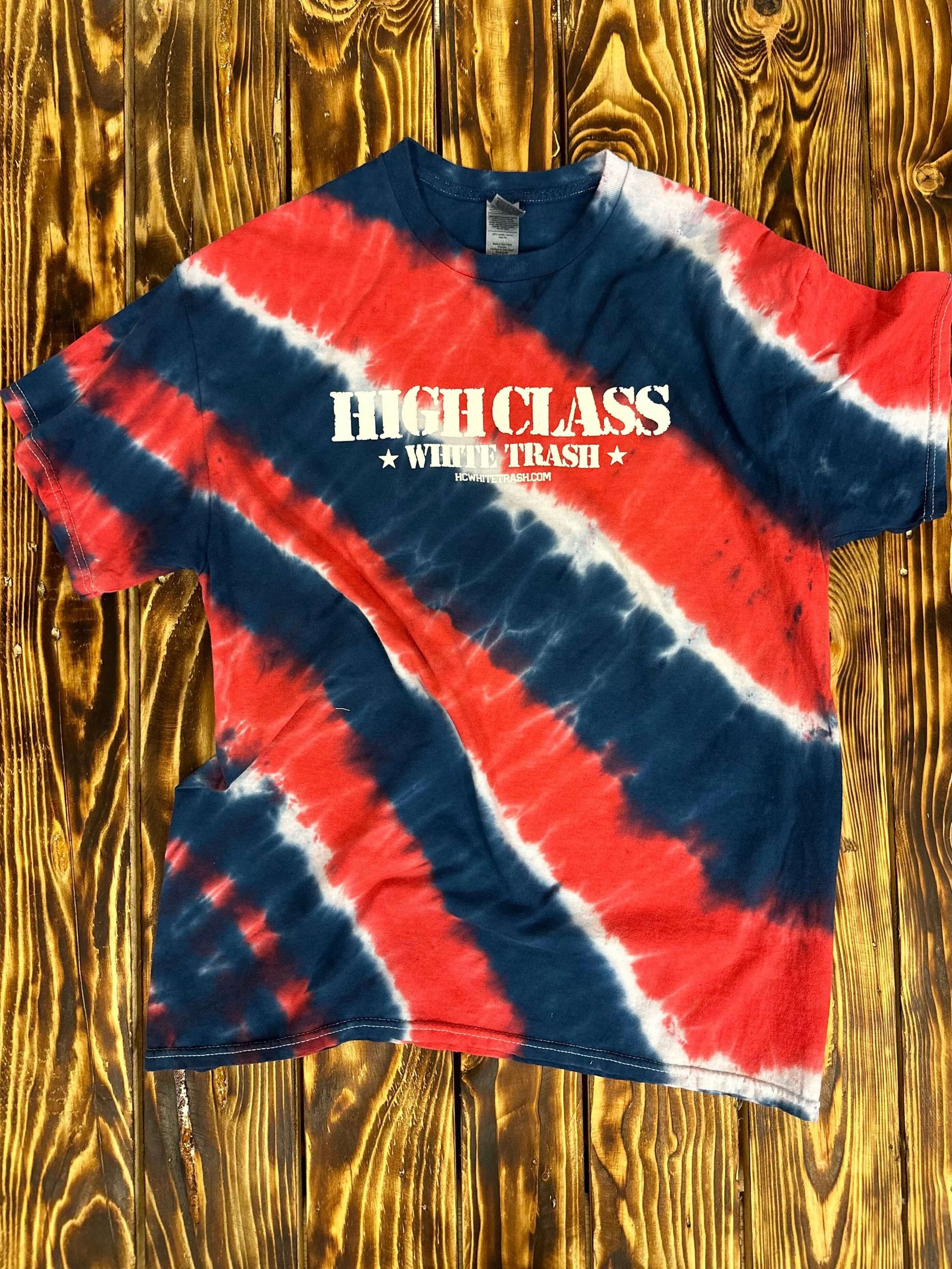 HCTW Stamped Tie Dye Tee (Red, White & Blue Tilted Stripes) - View 01