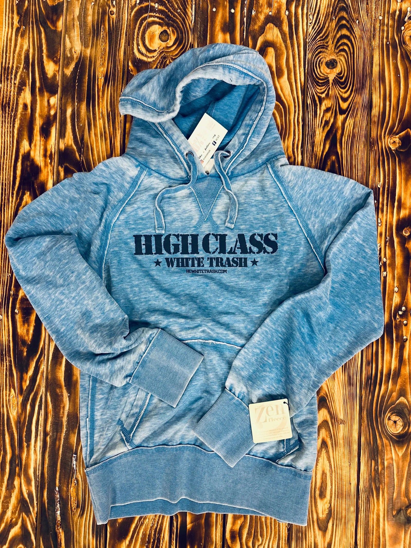 HCWT Stamped Vintage Zen Hoodie - Royal Acid Wash - View 01
