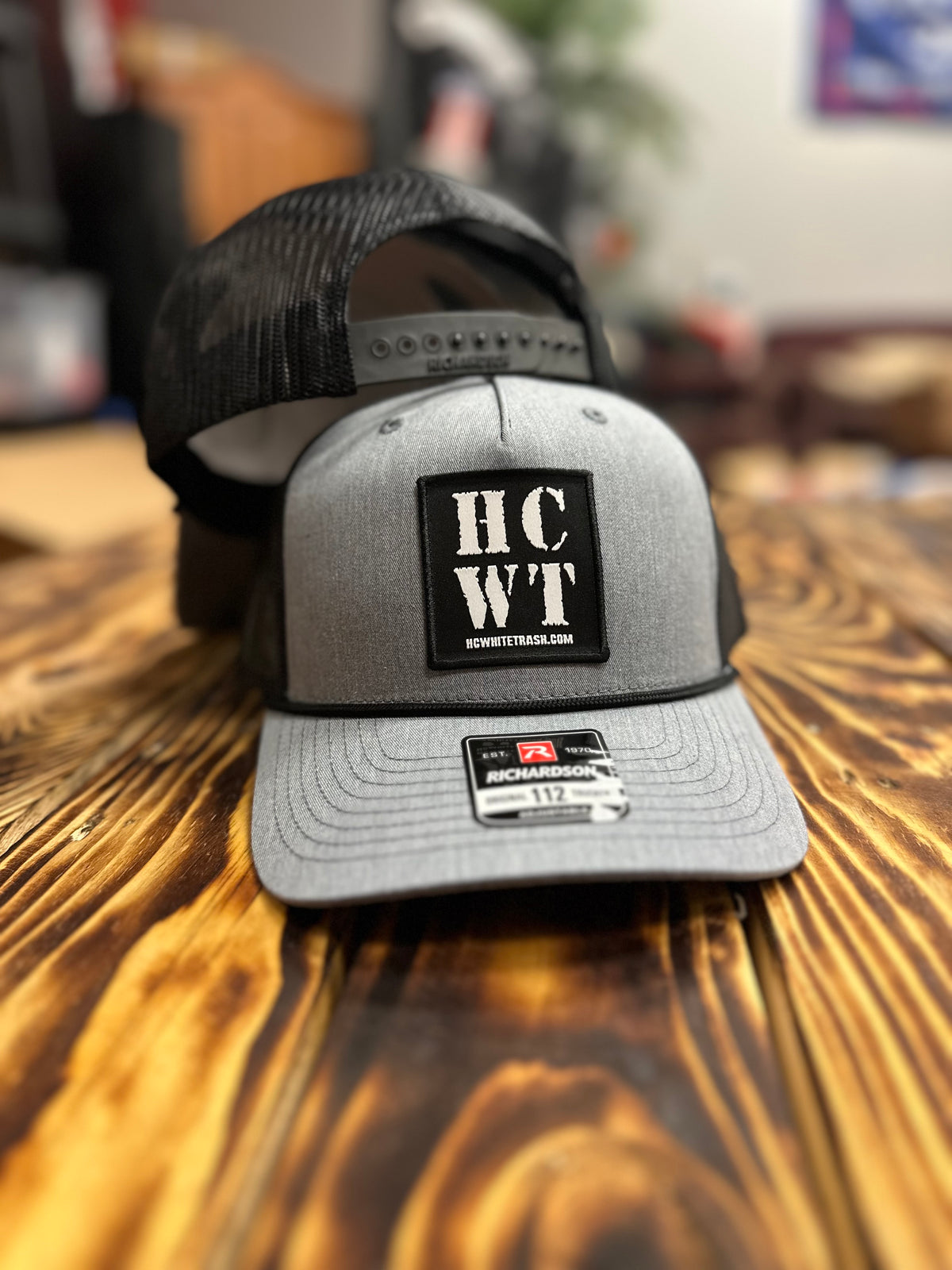 HCWT Square Patched Five Panel Rope Snapback Trucker Cap - Grey/Black