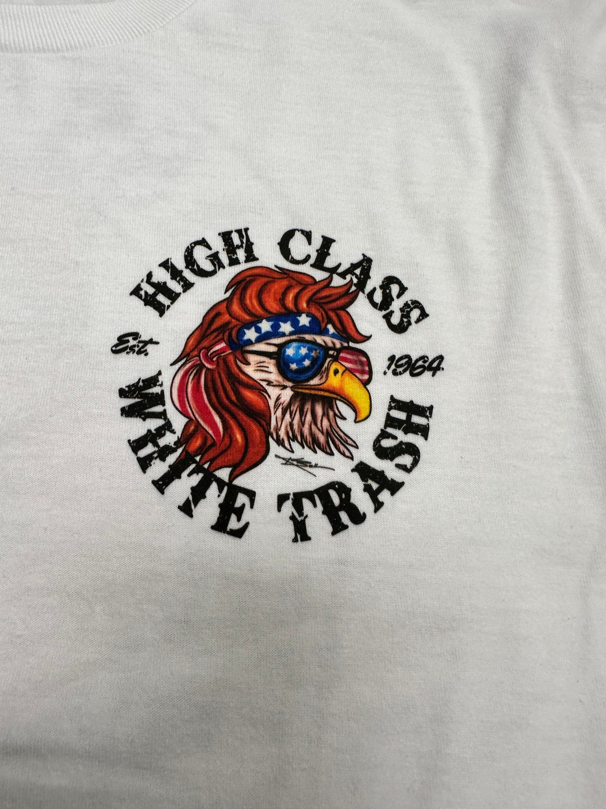 High Class White Trash Mullet Eagle - Keith Bell We The People Tee - White