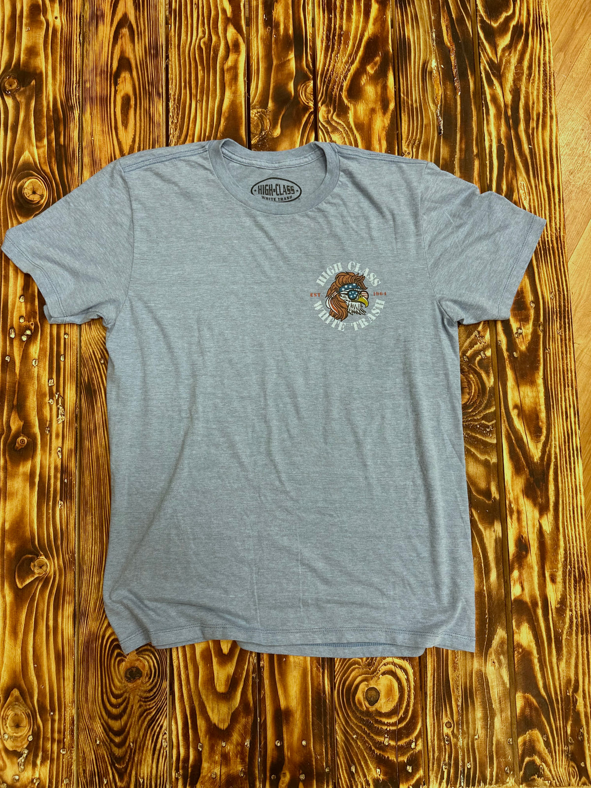 High Class White Trash ® USA Made - Vintage Washed WE THE PEOPLE Tee - Light Blue