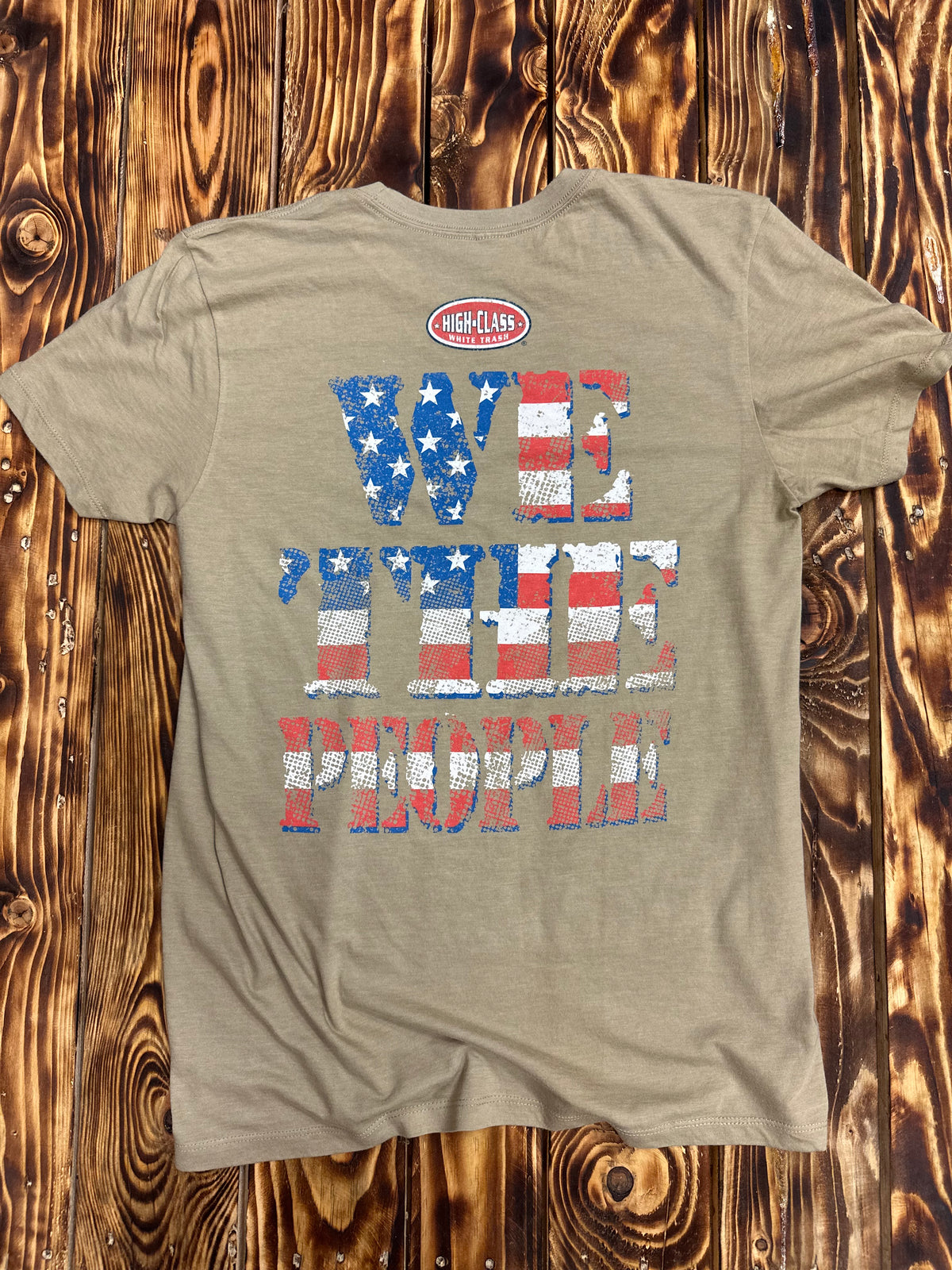 High Class White Trash ® USA Made - Vintage Washed WE THE PEOPLE Tee - Sand