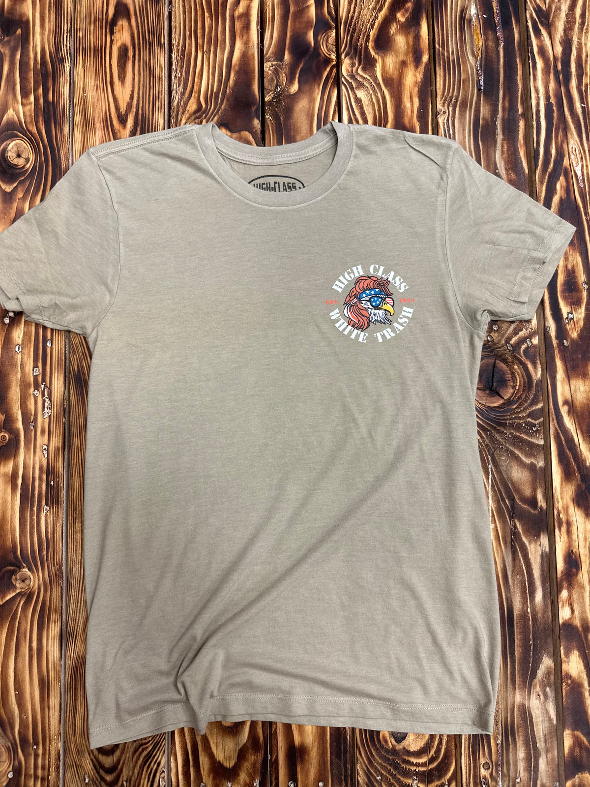High Class White Trash ® USA Made - Vintage Washed WE THE PEOPLE Tee - Sand