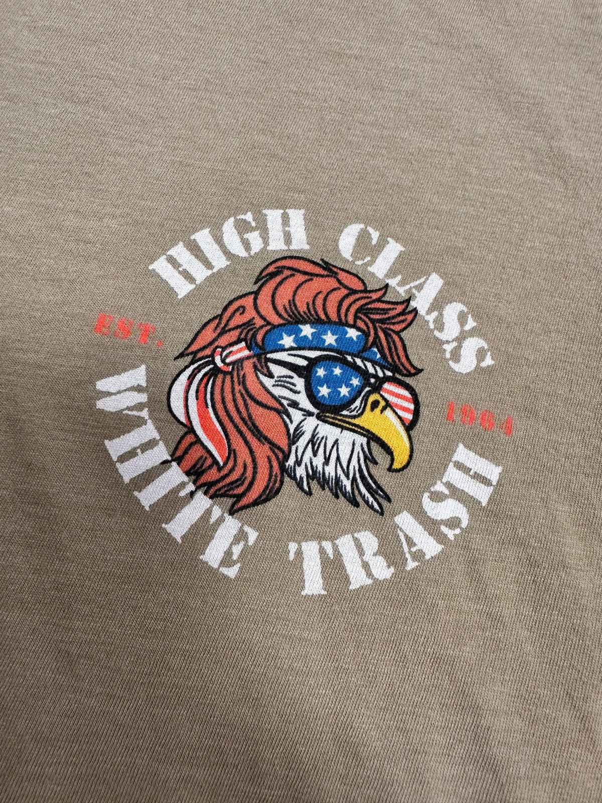 High Class White Trash ® USA Made - Vintage Washed WE THE PEOPLE Tee - Sand