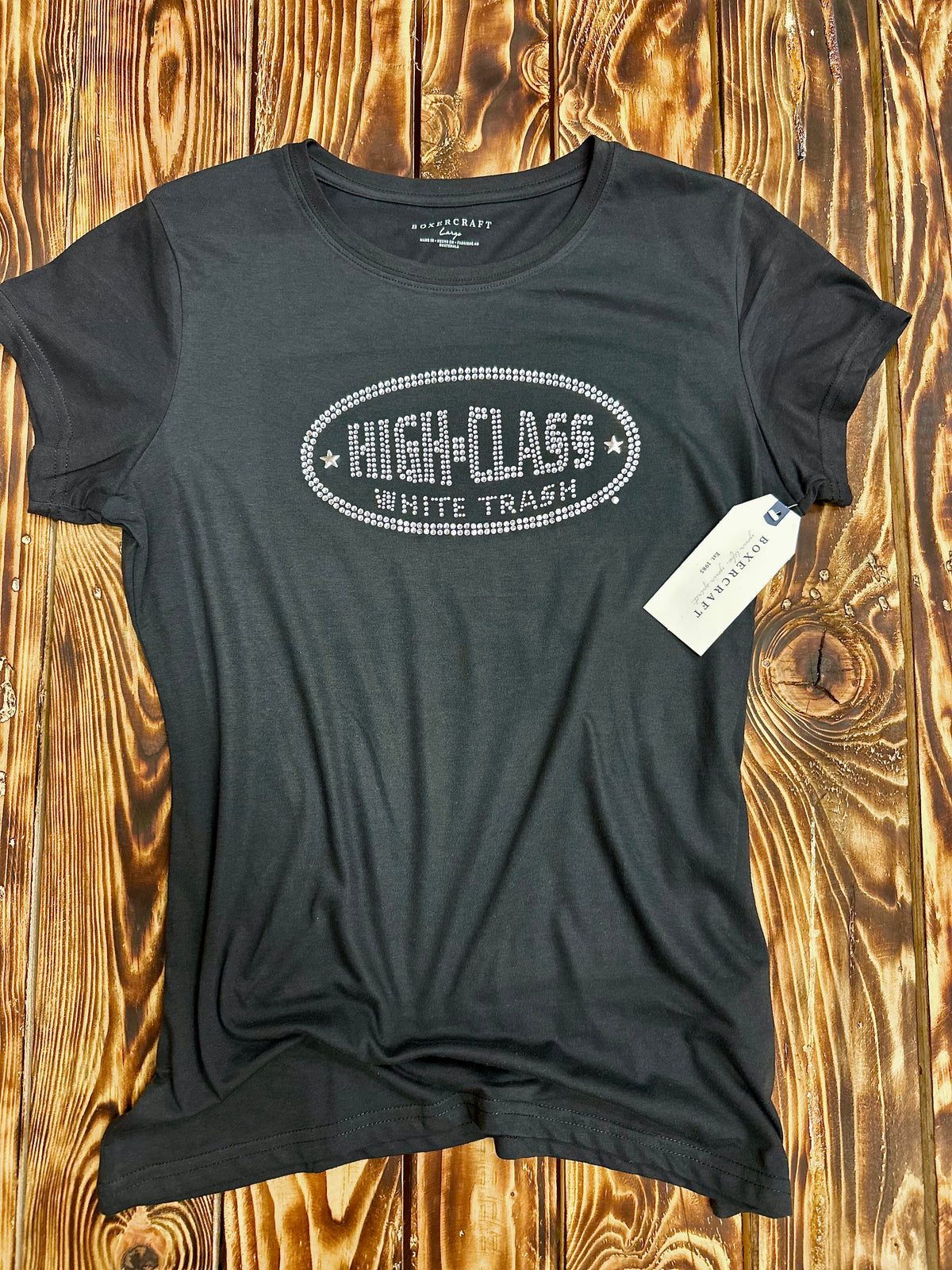 Women&#39;s High Class White Trash ®  Rhinstone Tee - Black