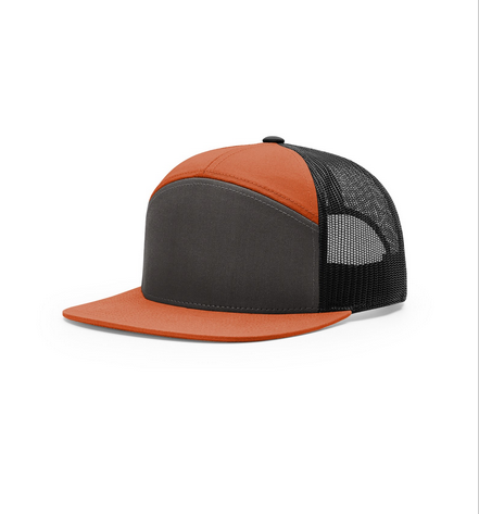 HCWTAF 7 Panel Flat Bill Trucker Cap - CHARC/BURNT ORANGE/BLACK - View 03