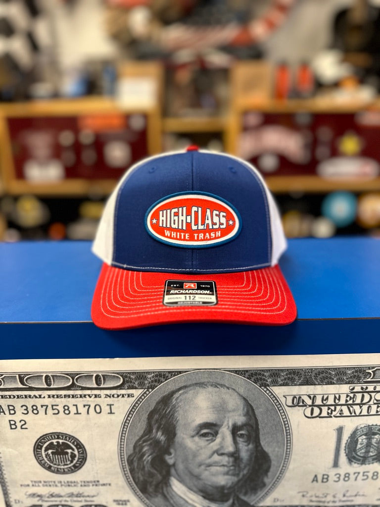 HCWT OG Oval Patched Snap Back Trucker Cap Red, White & Blue - View 01