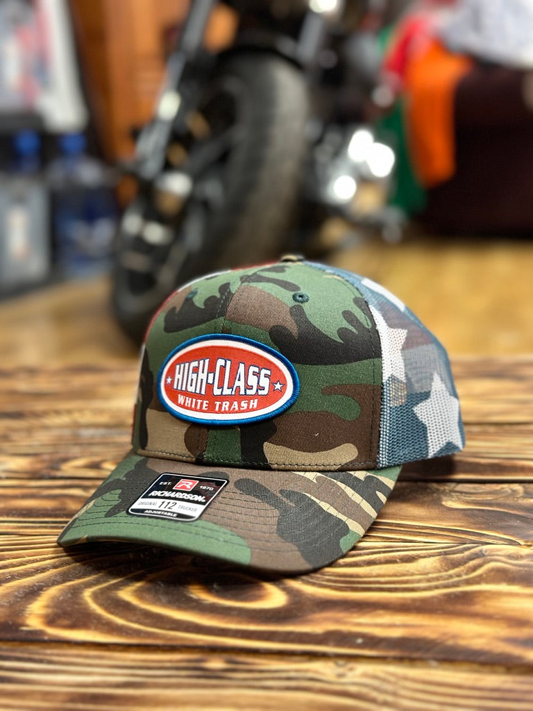 HCWT OG Patched Army Camo/Flag Five Panel Trucker Cap