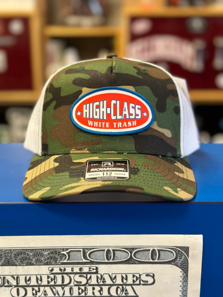 HCWT OG Patched Army Camo Five Panel Trucker Cap