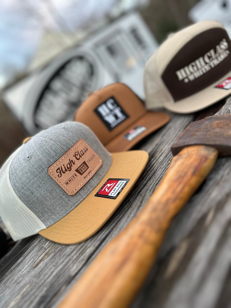 High Class White Trash ® Leather Patched Flatbill - Snap Back Trucker Cap