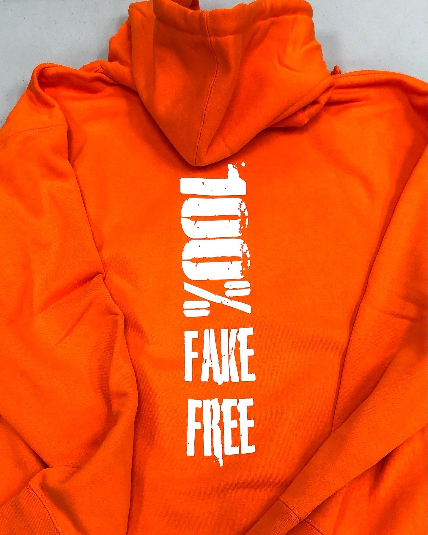HCWT Stamp Print Unisex Heavyweight Pullover Hoodie Blaze Orange - 01 