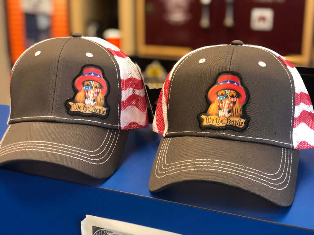 WE THE PEOPLE Trucker Hat (Grey with Striped Mesh)