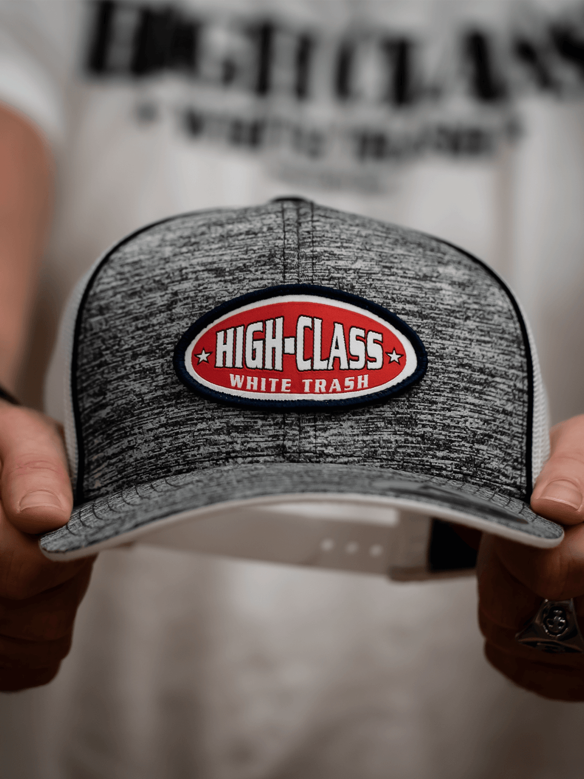 HCWT OG Trucker Snap Back Hat Aggressive Heather Black/White