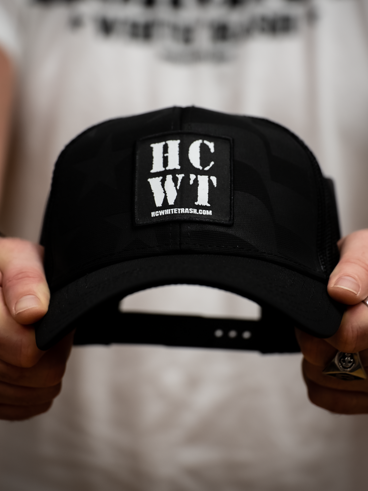 HCWT Stamp Trucker Hat (Black Stars &amp; Stripes)