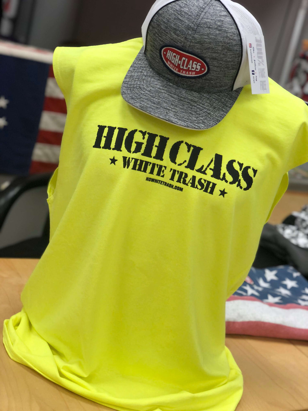 HCTW Stamped Sleeveless Safety Tee (Safety Green)
