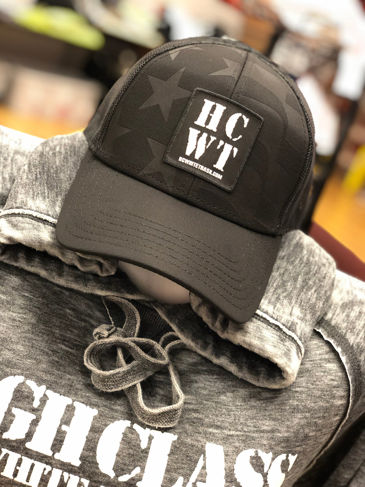 HCWT Stamp Trucker Hat (Black Stars &amp; Stripes)