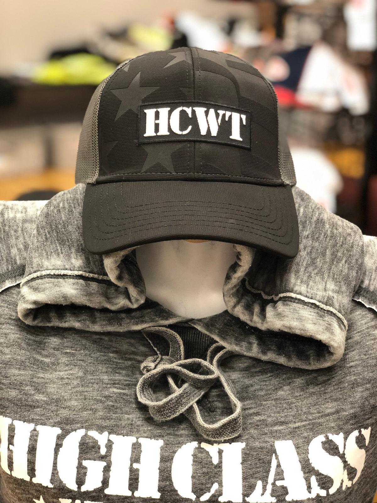 HCWT Stamp Trucker Hat (Black Stars &amp; Stripes)