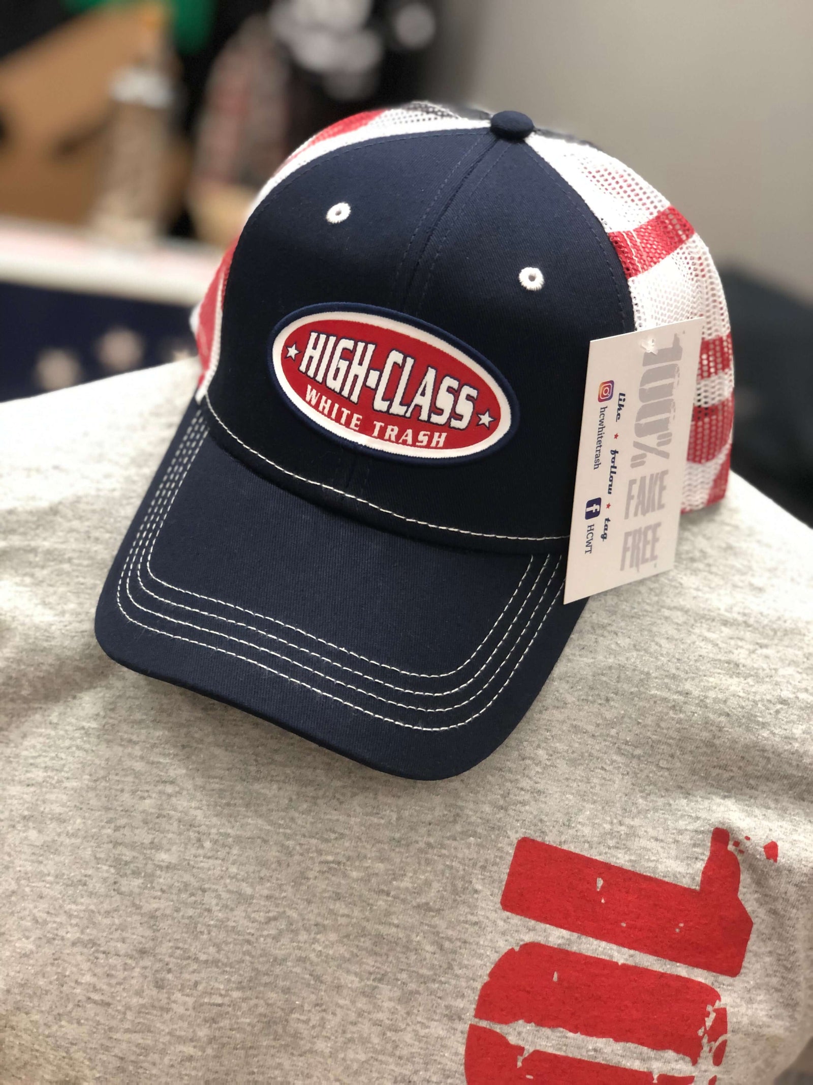 HCWT OG Trucker Hat (Red, White, Striped Mesh) - View 01