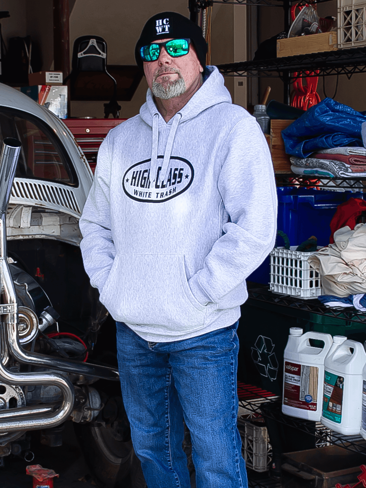 HCWT OG Super Heavyweight Unisex Hoodie (Grey w/Black Logo) - View 01