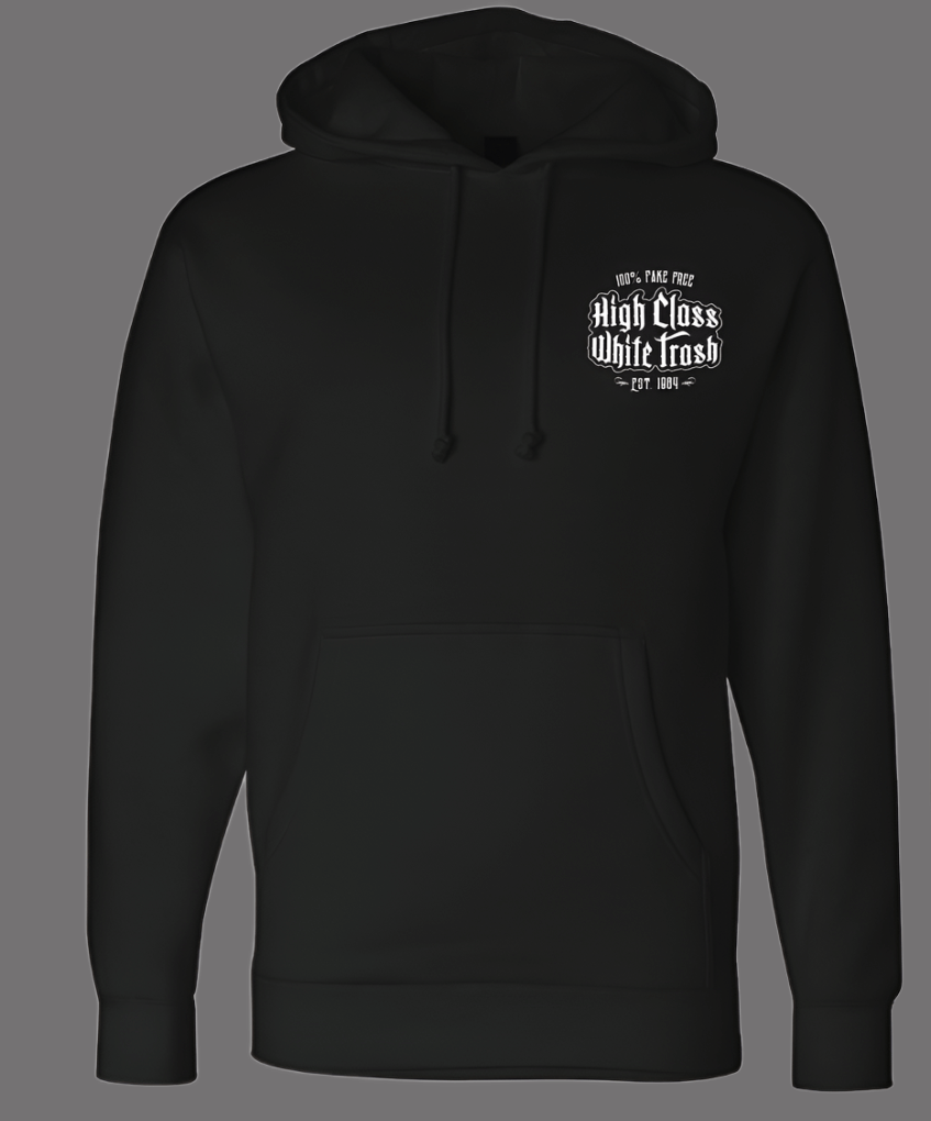 High Class White Trash Skull &amp; Bones Hoodie - Black