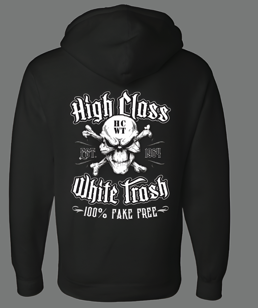 High Class White Trash Skull &amp; Bones Hoodie - Black
